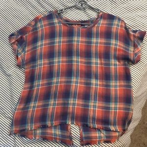 Flannel like flowy top with buttons down the back